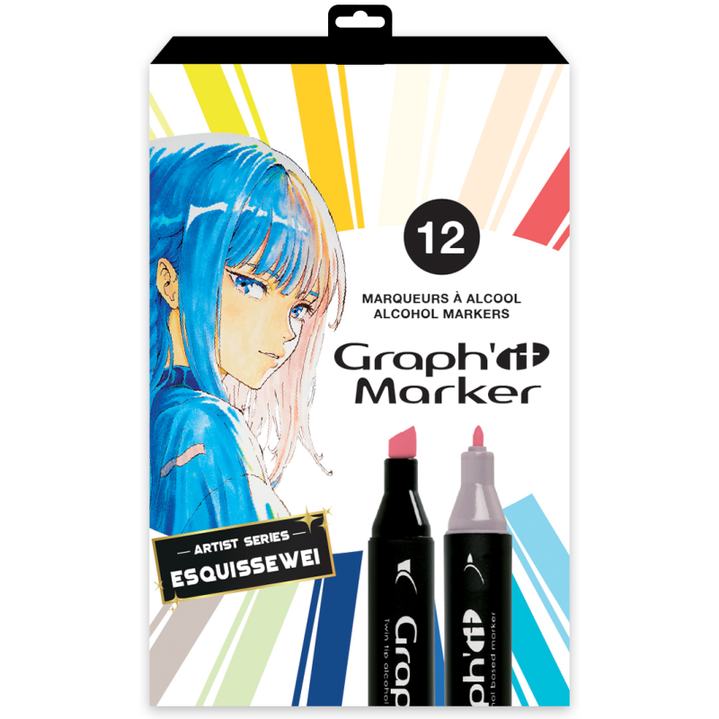 GRAPH'IT Set de 12 marqueurs - ARTIST SERIES - ESQUISSEWEI